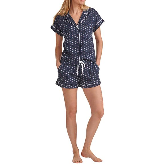 Tommy Hilfiger Printed Shirt & Shorts 2-Piece Pajama Set Blue NEW $85 - Picture 1 of 7